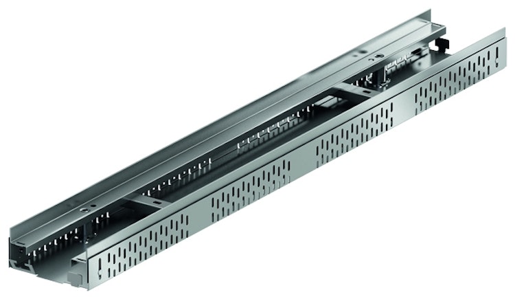 ACO Profiline Fassadenrinne, höhenverstellbar, Baubreite 100 mm-1 m-Edelstahl-108 - 168 mm