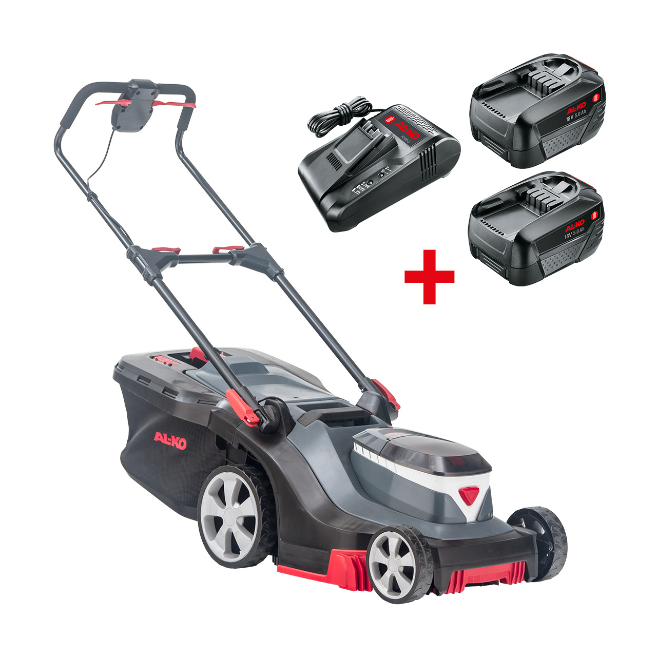 Vorschaubild Galerie AL-KO 18 V BOSCH HOME AND GARDEN COMPATIBLE Akku-Rasenmäher 382 Li Premium inkl. 2 Akkus und Ladegerät