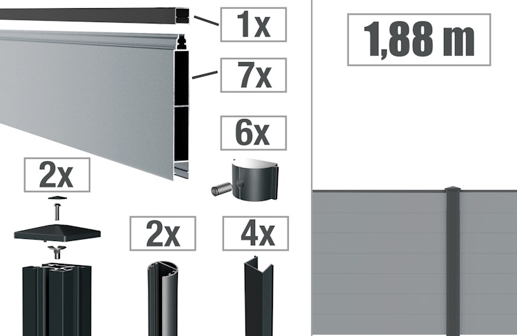 dz Alu Steckzaun-Komplettset VIDUAL Snap 140 zum Einbetonieren