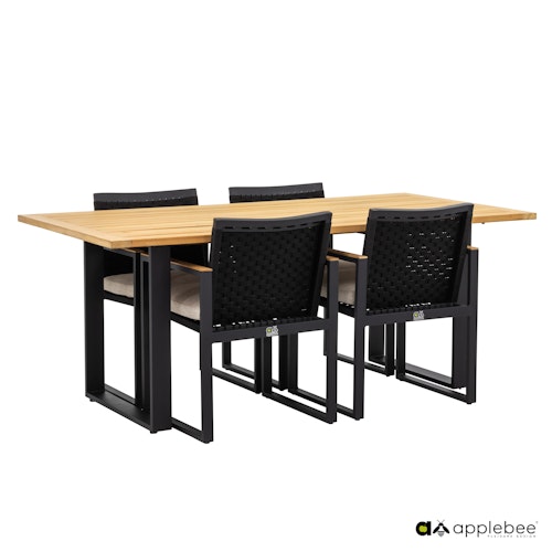 Apple Bee Esstisch CONDOR 190 x 95 cm, Aluminium Schwarz / Teak - Abverkauf