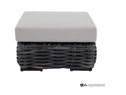 Apple Bee Lounge Hocker ELEMENTS XL, Polyrattan Black Wash / Kissen BEE WETT (100 % Polypropylen) Pebble Grey