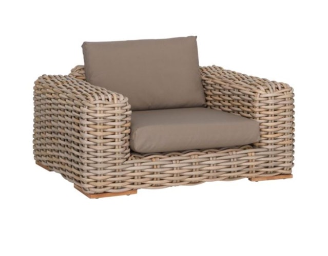 Apple Bee Loungesessel FFF, Polyrattan Silk / Kissen BEE WETT (100 % Polypropylen) Taupe - Abverkauf