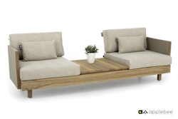 Apple Bee Zweisitzer Loungesofa MODULE-X mit Mittelkonsole, Teak Coastal / Kissen BEE WETT (100 % Polypropylen)