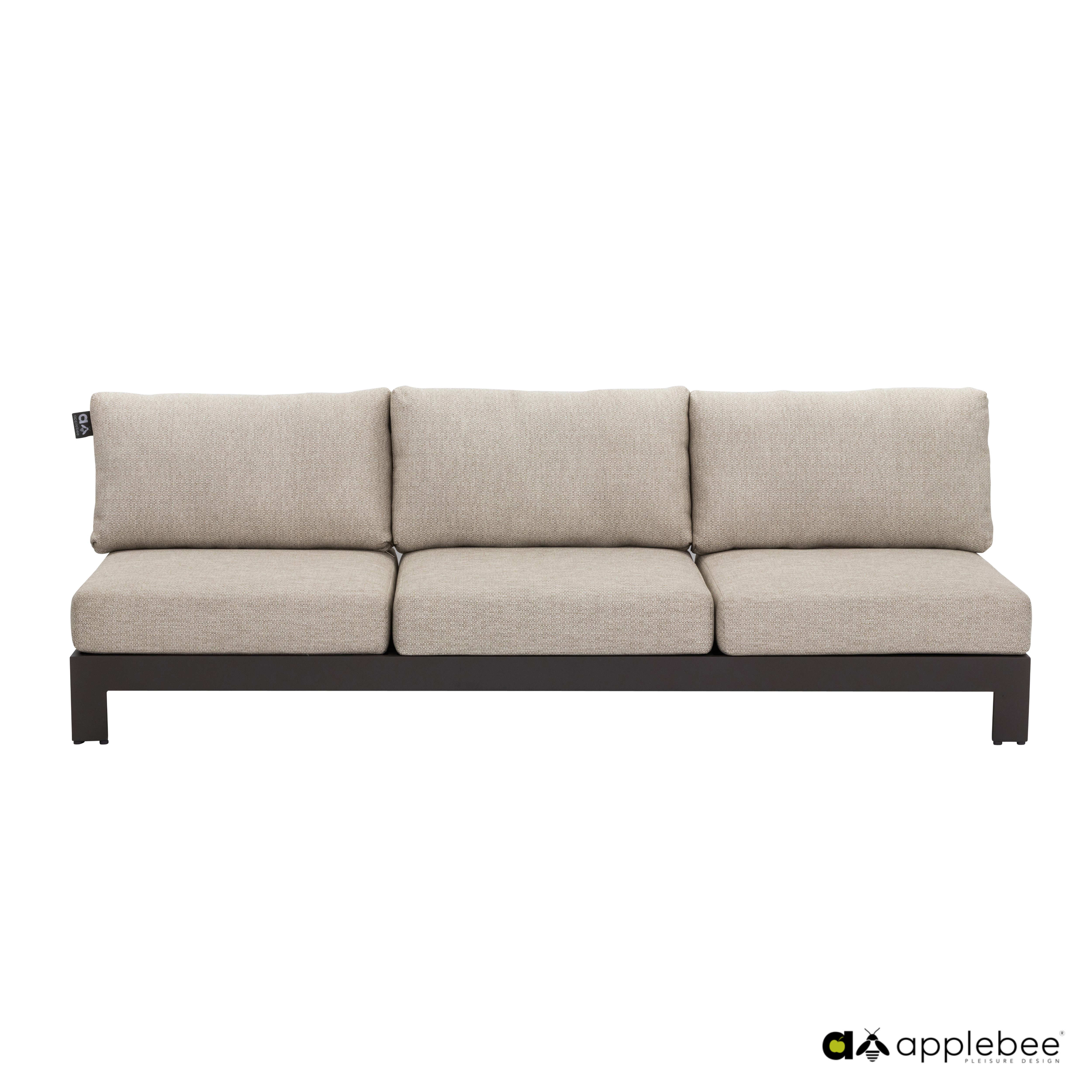 Vorschaubild Galerie Apple Bee 3er Loungesofa STICKS AND MORE, Aluminium Taupe / Teak Coastal / Kissen BEE WETT (100 % Polypropylen) Natural OAK