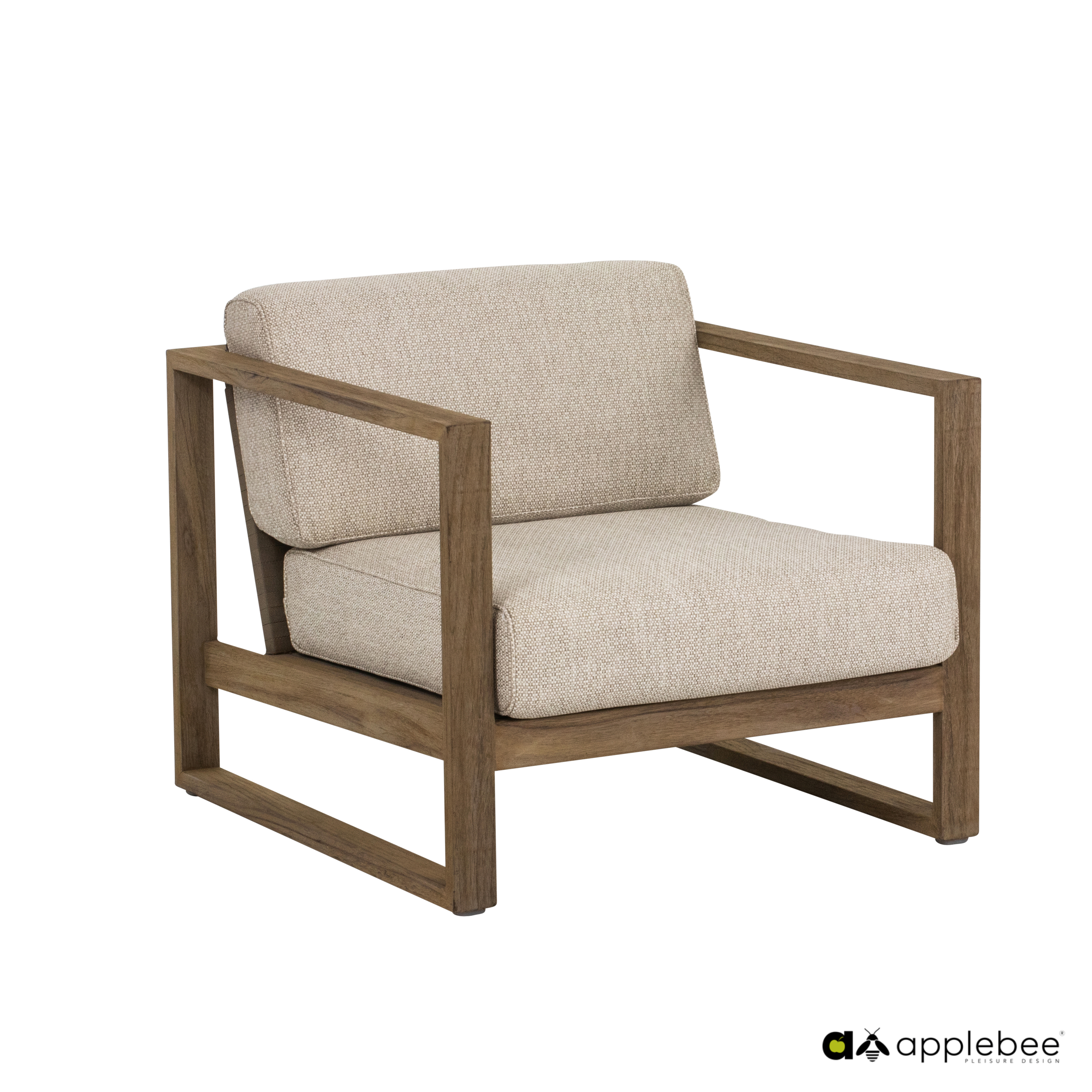 Vorschaubild Galerie Apple Bee Loungesessel ANTIGUA, Teak Coastal / Rope Taupe / Kissen BEE WETT (100 % Polypropylen) Natural Oak