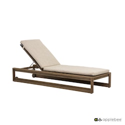 Apple Bee Sonnenliege ANTIGUA, Teak Coastal / Rope Taupe / Kissen BEE WETT (100 % Polypropylen) Natural Oak