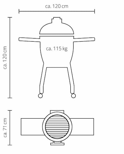 Monolith Grill CLASSIC PRO SERIE 2.0 BLACK mit Gestell und Seitentisch