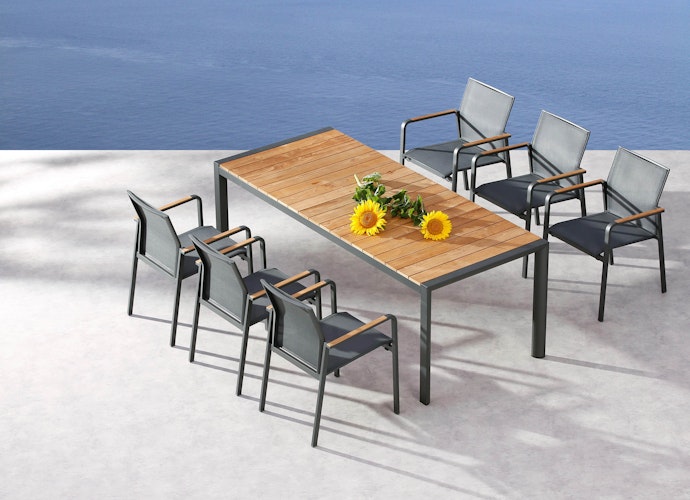 BEST Gartentisch PAROS, Aluminium / Teak