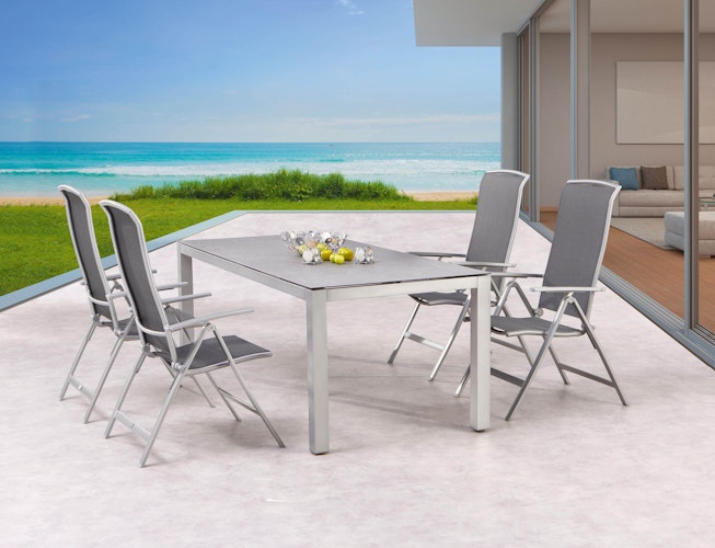 BEST Klappsessel PALERMO, Aluminium Silber / Ergotex Anthrazit