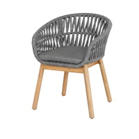 BEST Dining Sessel BARI, Akazie / Rope Anthrazit / Kissen Sunproof (100 % Polypropylen) Anthrazit