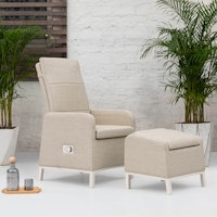 BEST Relaxsessel RIGA inkl. Fußhocker, Aluminium / Sunproof (100 % Polypropylen)
