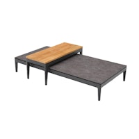 BEST Loungetisch Set ATHENE, 2-teilig, Aluminium Anthrazit / Keramik / Teak