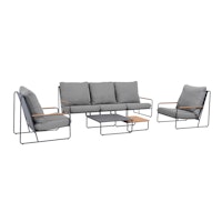 BEST Lounge Set PORTOFINO, Edelstahl Anthrazit / Teak / Kissen 100 % Polyacryl