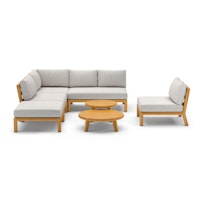 BEST Lounge Set MATERA, Akazie / Kissen Sunproof (100 % Polypropylen) Hellgrau 
