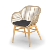 BEST Dining Sessel LECCE, Akazie / Polyrattan Braun / Kissen Sunproof (100 % Polypropylen) Anthrazit