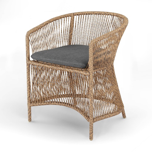 BEST Gartensessel PARMA, Stahl / Polyrattan Hellbraun / Kissen Sunproof (100 % Polypropylen) Anthrazit