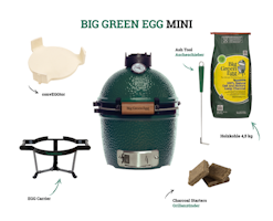 Big Green Egg Holzkohlegrill MINI Starter Set inkl. 2x 4,5 kg naturbelassene Holzkohle