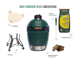 Big Green Egg Holzkohlegrill MEDIUM Starter Set inkl. 2x 4,5 kg naturbelassene Holzkohle