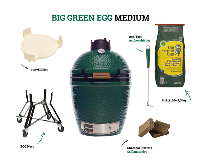 Big Green Egg Holzkohlegrill MEDIUM Starter Set inkl. 2x 4,5 kg naturbelassene Holzkohle Vorschaubild Galerie