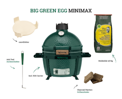 Big Green Egg MiniMax Holzkohlegrill (Starter-Set) inkl. 2x 4,5 kg naturbelassene Holzkohle