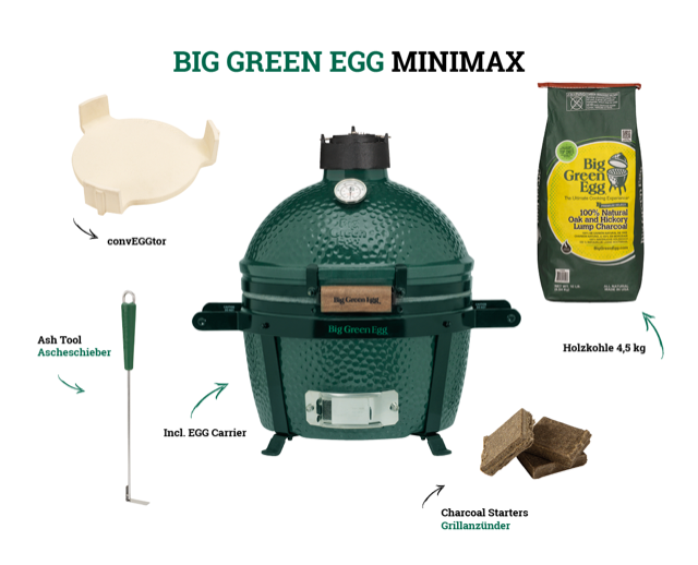 Big Green Egg MiniMax Holzkohlegrill (Starter-Set) inkl. 2x 4,5 kg naturbelassene Holzkohle