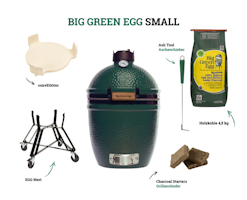 Big Green Egg Holzkohlegrill SMALL Starter Set inkl. 2x 4,5 kg naturbelassene Holzkohle