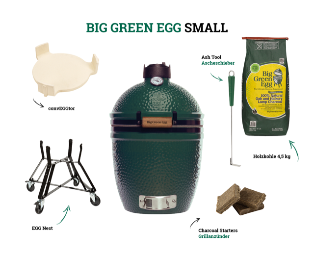 Big Green Egg Holzkohlegrill SMALL Starter Set inkl. 2x 4,5 kg naturbelassene Holzkohle Vorschaubild Galerie