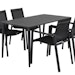 Brafab 4er Dining-Set DELIA, Tisch 140 x 78 cm + 4 Stühle, Aluminium Schwarz / Kunststoffgewebe SchwarzBild