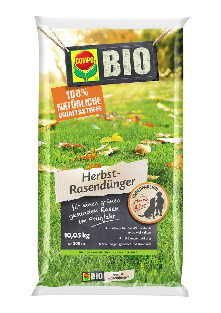 Vorschaubild Galerie COMPO BIO Herbstrasen-Dünger 10,05kg für 200 qm