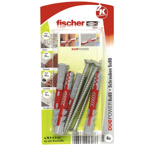 Fischer Universaldübel Duopower 8x65mm S K(4 Stück)