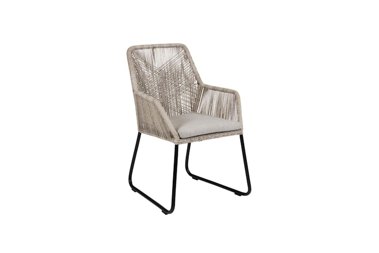 Brafab Diningsessel MIDWAY, Alu Schwarz / Polyrattan Beige / Olefin (100 % Polypropylen) Sand - Abverkauf 
