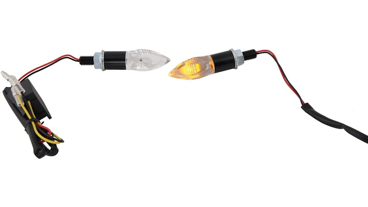 Spec-X LED-Blinker Crystal Schwarz 20 mm Lang Paar