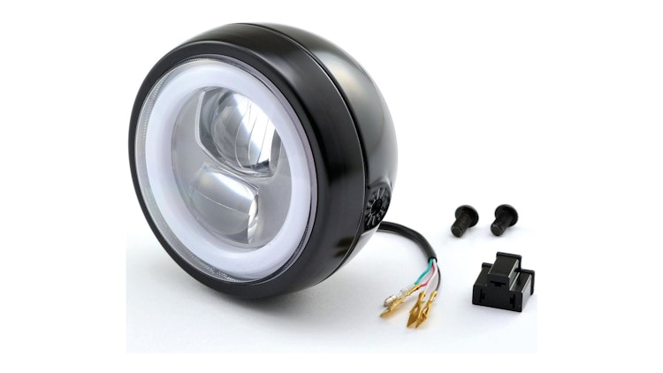 Daytona Hauptscheinwerfer LED Schwarz mit seitlicher Halterung