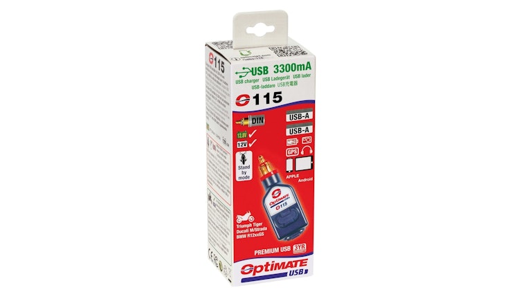 Tecmate Optimate USB-Adapter Ladegerät DIN Stecker 2x USB-Eingang 3300mA