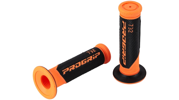 Progrip Griffgummi 732 Orange / Schwarz Fluo Geschlossen Paar Ø22/25mm Länge 125mm