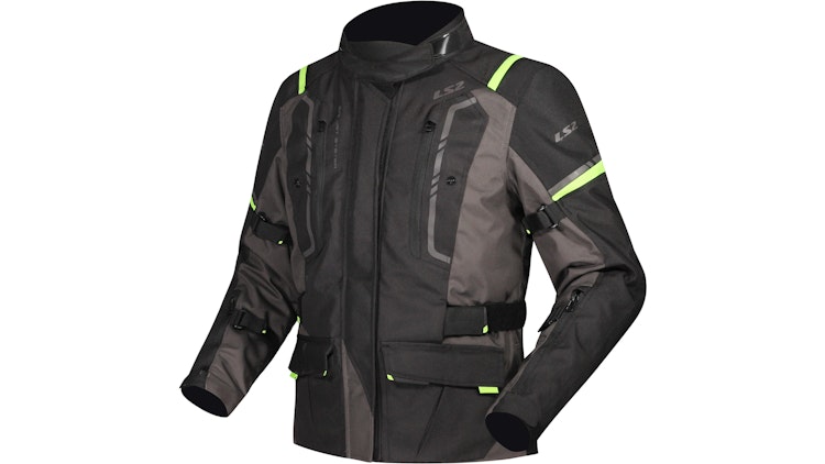 LS2 Narvik Jacke Schwarz / Grau / Neongelb Damen Gr.m