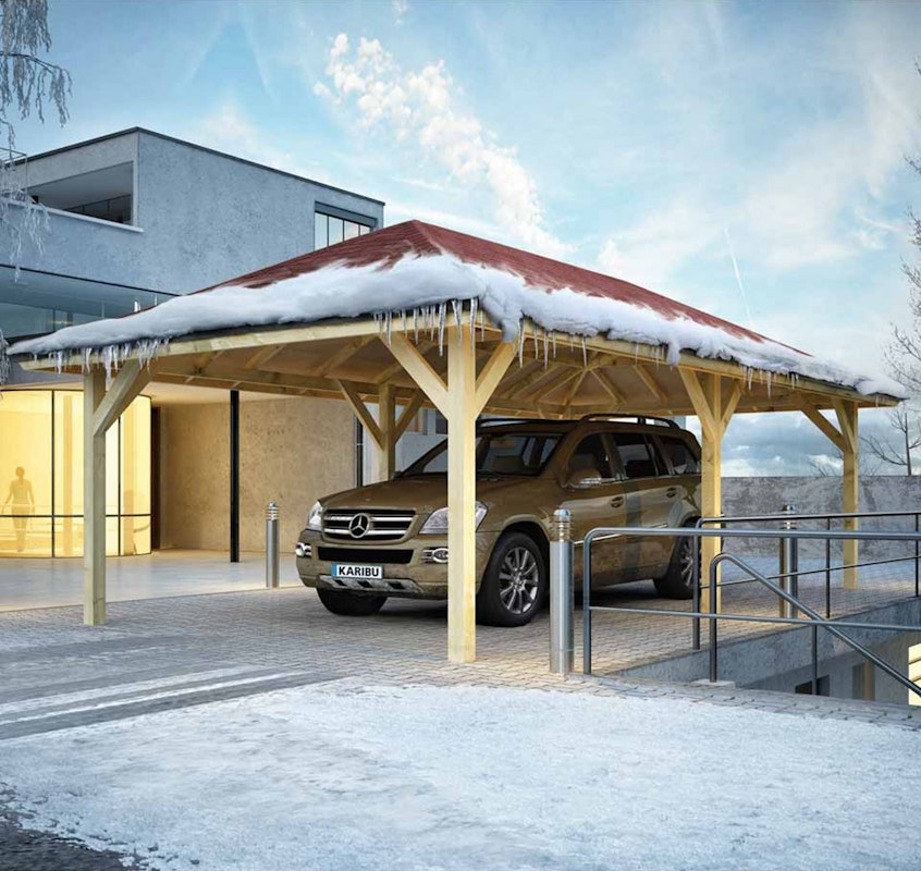 Ein Carport schützt ihr Auto im Winter vor Schnee und Eis