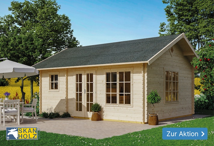 Bis zu 1560€ sparen bei Bestellung eines Skan Holz Gartenhauses! Sliderbild