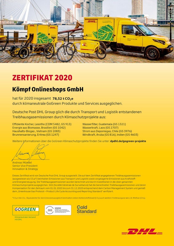 DHL GoGreen Zertifikat 2020