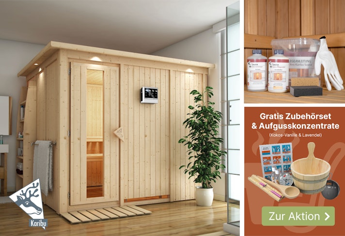 Gratis Aktions-Set beim Kauf einer Karibu Sauna! Sliderbild