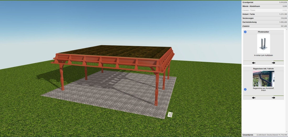 Skanholz Konfigurator für individuelle Carports und Gartenhäuser