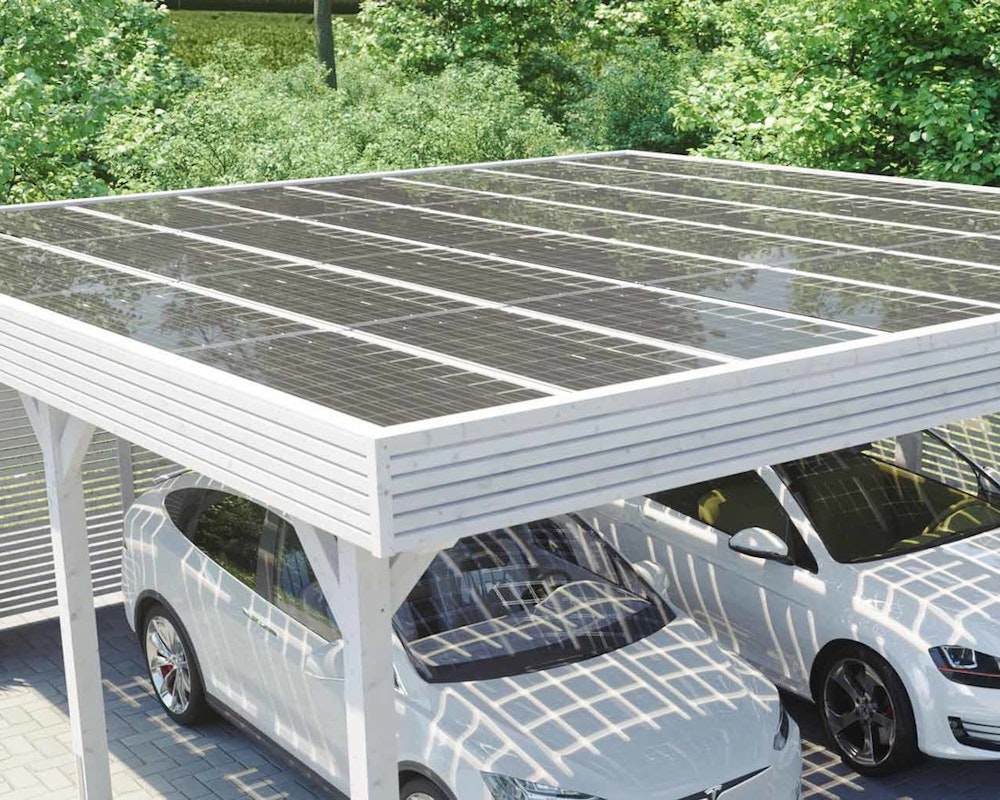 Solardach des Skanholz Doppelcarport