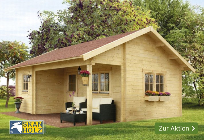 Bis zu 1560€ sparen bei Bestellung eines Skan Holz Gartenhauses! Sliderbild