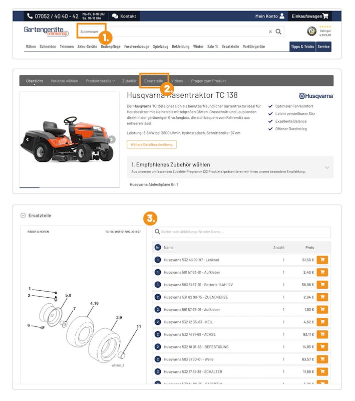 Schritt für Schritt zum Husqvarna Ersatzteil