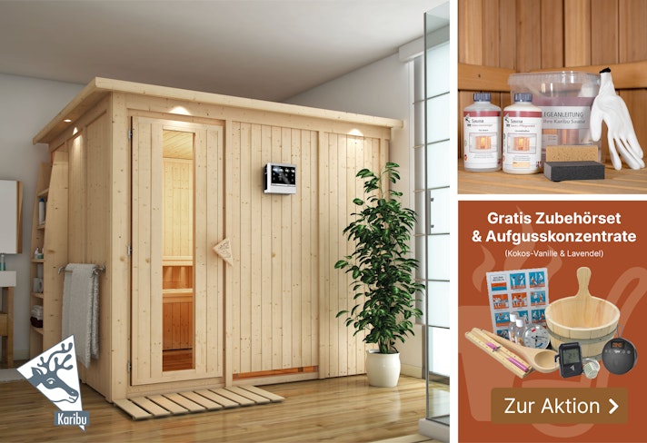 Gratis Aktions-Set beim Kauf einer Karibu Sauna!