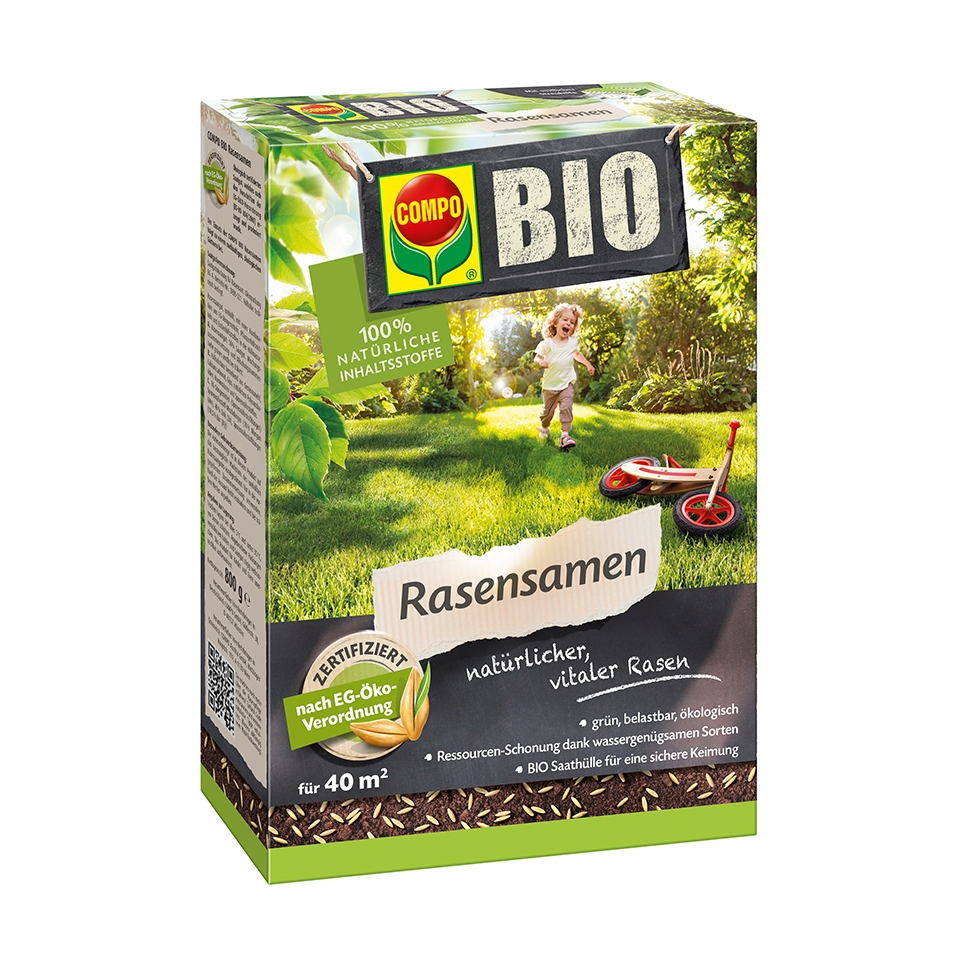 Vorschaubild Galerie COMPO BIO Rasensamen 800 g für 40 m²