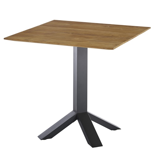 Diamond Garden Balkon-Set SHEFFIELD, Tisch + 2 Stühle, Edelstahl Dunkelgrau / Recycled Teak / Premium Teak