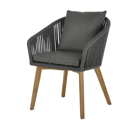 Diamond Garden Dining Sessel KOS, Teak / Rope / Kissen Olefin (100 % Polypropylen)
