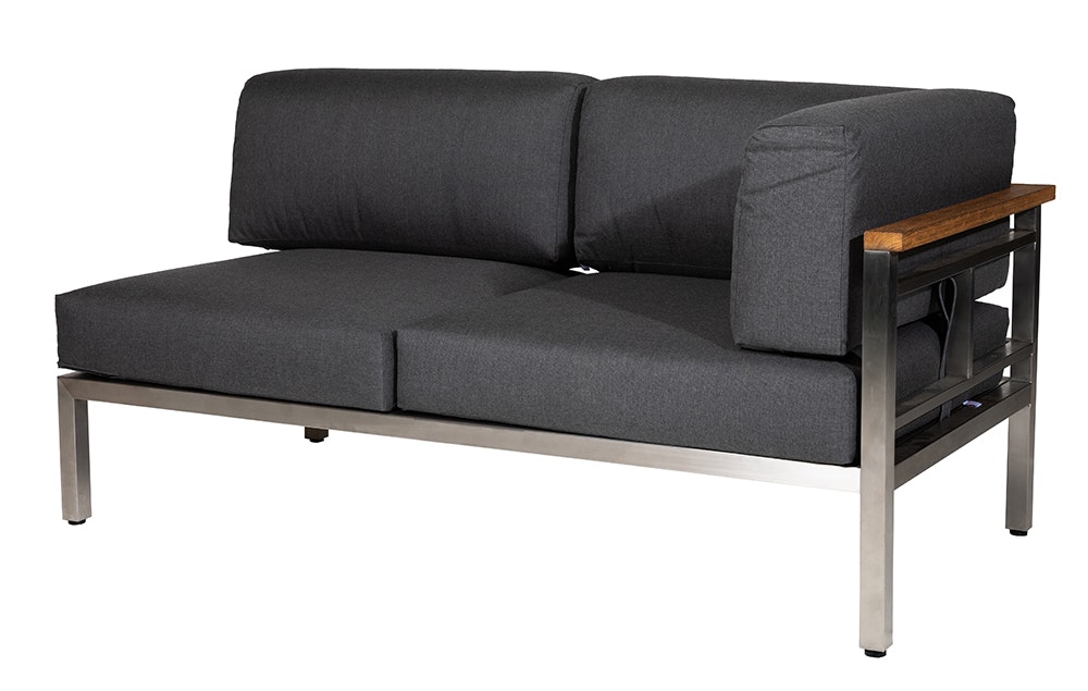 Diamond Garden 2er Loungesofa GOMERA Sun & Rain rechts, Edelstahl / Tuvatextil (100 % Polyacryl) Schwarz/Silber