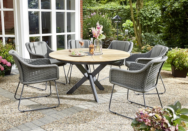 Diamond Garden Stuhl KORFU, Edelstahl Dunkelgrau / Rope / Sunproof (100 % Polypropylen)